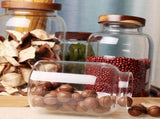 Glass Jar with Wooden Airtight Lid,Large Glass Storage Jar set of 3, BPA-Free Cereal Dispenser Jars V1192-AZ-W-10200