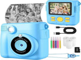 Blue ABS-681 Portable Kids Mini Digital Polaroid with 32GB Card, 3 Rolls Printing Paper & 6 Color V888-ELOSUNG39859