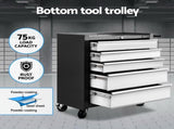 Giantz 15 Drawers Tool Chest Trolley Toolbox 2-in-1 Storage Black& Grey TB-15DR-105-BKGY