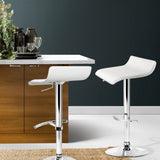 Artiss 2x Bar Stools Adjustable Gas Lift Chairs White BA-TW-NEWT706-WH-X2