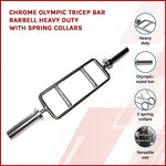 Chrome Olympic Tricep Bar Barbell Heavy Duty with Spring Collars V63-770375