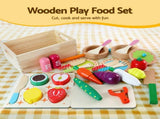 Keezi Kids Play Kitchen Pretend Toy Kitchen With Wooden Play Food Set PLAY-WOOD-MODERN-3IN1