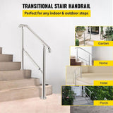 3 Step Railing Stainless Steel Transitional Handrail fit for Level Surface and 1 to 3 Steps V952-BXGLTFS3BDLZ00001V0
