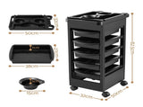 Embellir 6-Tier Salon Trolley Cart on Wheels Barber Mobile Hairdressing Cart SA-TR-6T-HOLL-BK