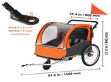 Bike Trailer for Toddlers, Kids, Double Seat, 45 kg Load, 2-In-1 Canopy Carrier Converts to V952-LYS2GHJG820IRLD5RV0
