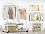 Heavy Duty Double Rail Garment Rack Rolling Clothes Rack 2Tier Storage Shelf V767-ZJJ211-WT-G3