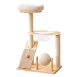 Rubber Wood & Acrylic Cat Tree V1408-W4