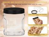 6 Pcs Square Clear Plastic Jars with Pinch Handle Plastic Storage Container with Screw-on Lids V1258-DP02-C-302