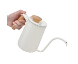 Stainless Steel Drip Coffee Pot, Long Gooseneck Spout Kettle, Tea Matte White, 600ml V1263-JX-2999