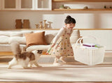 Imitation Rattan Woven Basket Plastic Handheld Fruit Storage Basket Beige for Home V1294-YM0901-3117240204111