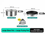 2-Piece Food Grade Stainless Steel Camping Cookware Set with Large Stew Pot and Large Frying Pan V888-ELOSUNG55180-5