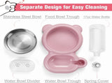 Cat Food and Water Bowl 2 in 1 with Automatic Water Dispenser Pink, 500 ml V1237-ZY-818-304