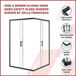 1200 x 900mm Sliding Door Nano Safety Glass Shower Screen By Della Francesca V63-829551