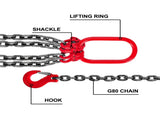 Chain Sling, 8 mm x 1m Chains with Hooks, G80 Engine Chain Hoist Lifts, 5 Ton Load Capacity V952-GLSJG80SZGL8MMX1MV0