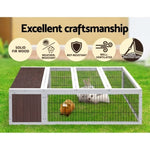 i.Pet Rabbit Hutch 124cm x 90cm x 35cm Chicken Coop Large Outdoor Wooden Run Cage House PET-GT-CH9035-BW