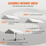 Carport Car Canopy Garage Shelter Tent 10x20ft with 8 Poles for Auto Boats V952-KFSJS810X20FT3BYUV0