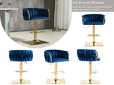 SERENIT Modern Velvet Breakfast Bar Stools Swivel Barstools Adjustable Counter Stools with Backrest V255-GP1782R-BLUE