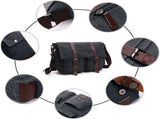 Mens Canvas Laptop Messenger Bag With Multiple Compartments Adjustable Shoulder Strap For Work V1237-ZY-807-248