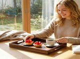 Acacia Wood Serving Tray with Handles, 17 Inch Wooden Tray for Ottoman, Breakfast, Lunch, Dinner, V1258-DP02-C-597