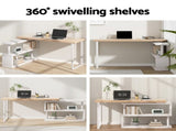 Artiss Office Desk & Set 140cm Computer Desk with Rotatable Bookshelf & Criss Cross Office DESK-CORNER-140-2017-BG