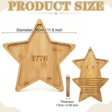 Star Shaped Bamboo Charcuterie Board,11.8X0.59inch Patriotic American Flag Engraved Serving Tray, V1370-AZ4-15628