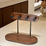 Natural Wood Mushroom Peg Entryway Organizer Wide Tray with Rust-Proof Hooks, Keys & Small Items V1232-ZMYSJ-001