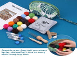 Needle Felting Kit, Needle Felting Starter Kit with Exquisite Green Storage Bag, Wool Roving 18 V1192-AZ-W-3203