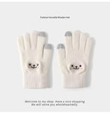 White Winter Cashmere-Like Scarf and Gloves Gift Set for Women - Solid Color Tassel Warm Neck Wrap V888-ELOSUNG53108