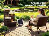Gardeon Solar Fountain 4 Levels Cascading Bowl Water Feature 75cm Brown FOUNT-BOWL-4LVL-GY