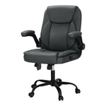 Artiss 2 Point Massage Office Chair Leather Mid Back Grey MOC-C-FZ40-2P-GY