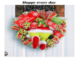 Christmas Green Monster Leg Wreath Door Hanging Decoration Holiday Front Door Decor Outdoor V1358-D132-QAZMLP00019