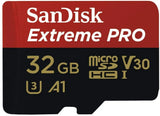 SanDisk Extreme Pro 32GB microSD SDHC SQXCG 100MB/s 90MB/s V30 U3 C10 UHS-1 4K UHD Shock temperature V1202-V2-FMS-MSDEXTREMEP-032G