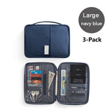 3-pack Large size Navy Blue Travel Document Organiser - Waterproof Oxford Cloth Passport Holder With V888-ELOSUNG56123-8