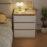 Modern Nightstand Wood Effect Top White Cabinet Triple Drawer Finger Pull Design V360-ZC-FNBT0052-WTBG-3D-47