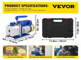 4CFM 1/4HP Rotary Vane Vacuum Pump R134AManifold Gauge Tester Charging Hose V952-4CFM1/4HPZKB1F001V3