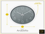 30 cm White and Grey Silent Wall Clock, Modern Analog Quartz Clock for Kitchen, Office and Bedroom V1188-MS-731-154