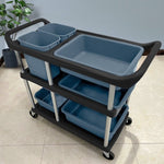 SOGA 3-Tier Commercial Soiled Food Trolley Dirty Plate Cart Five Buckets Kitchen Food Utility FOODCART1518