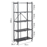 SOGA 5 Tier Steel Black Foldable Kitchen Cart Multi-Functional Shelves Portable Storage Organizer KITCHENXY003