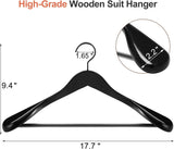TOPIA HANGER Black Wooden Coat Hanger 6 Pack, Wide Shoulder Wood Suit Hangers with Extra-Thick Flat V1258-DP02-F-232