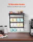 VEVOR Coffee Mug Holder Wall Mounted w/ 12 Movable Hooks and Top Shelf Cup Rack V952-GSMKBGJBGSJSZUHL7V0
