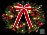 Jingle Jollys 60cm Pre-lit Christmas Wreath Garlands LED Light Front Door Decor Bow XM-WRE-BOWTIE-2FT-RD-LED