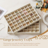 Large Velvet Jewelry Tray Display Drawer Inserts 2 Pack Stackable Jewelry Organizer for Earring V1107-107-22467-BLK-48GRIDS
