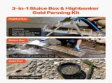 Highbanker Gold Panning Kit, 1270 mm 3-in-1 Folding High Banker Gold Sluice Box, 26 PCS Portable V952-TJC50YC9YCLH2E0IP001V0