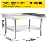 Stainless Steel Equipment Grill Stand, 152x76x61 cm Stainless Table, Grill Stand Table with V952-SBSKTBD6030INLDMMV0
