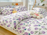 Home Bed Set 4pcs Thickened Brushed Simple Style Breathable Skin Friendly Cotton Bedding Comforter V1294-YM0716-3117220174413