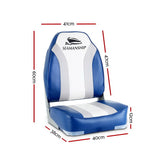 Seamanship 2X Folding Boat Seats Marine Seat Swivel High Back 12cm Padding Blue BS-86211-WB