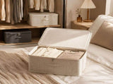 Foldable Cotton Storage Box with Lock for Clothing Accessories Household Items, 38 x 25.5 x 16 cm V1237-ZY-917-251
