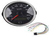 85mm Speedometer LCD Adjustable Waterproof 220KM/H for 12V/24V Car Truck Boat Motor, Stainless Steel V1189-LC-QP-00406