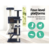 i.Pet Cat Tree 134cm Tower Scratching Post Scratcher Wood Condo House Bed Grey PET-CAT-801F-GR