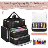 Large Capacity Nail Polish Organizer Bag Double Layer Portable Storage Case with Sponge Dividers for V1341-ZY-RC3Q6ANF-GREY